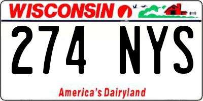 WI license plate 274NYS