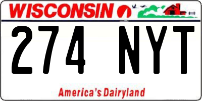 WI license plate 274NYT