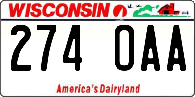 WI license plate 274OAA