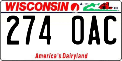 WI license plate 274OAC