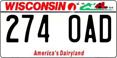 WI license plate 274OAD