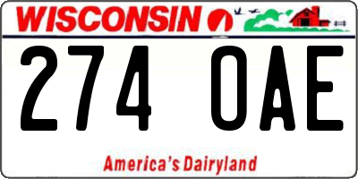 WI license plate 274OAE