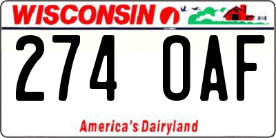 WI license plate 274OAF