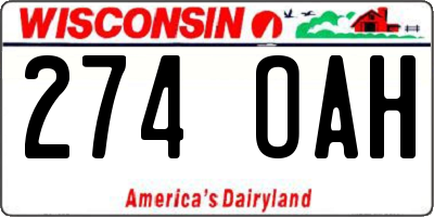 WI license plate 274OAH
