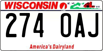 WI license plate 274OAJ