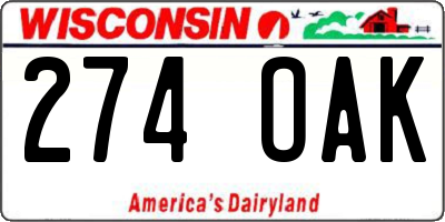 WI license plate 274OAK