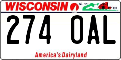 WI license plate 274OAL