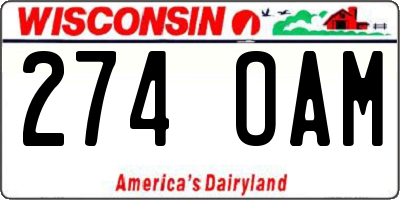 WI license plate 274OAM
