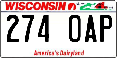 WI license plate 274OAP