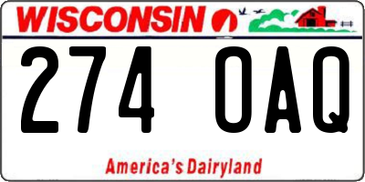 WI license plate 274OAQ