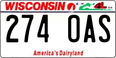 WI license plate 274OAS