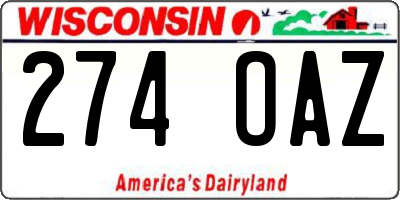 WI license plate 274OAZ