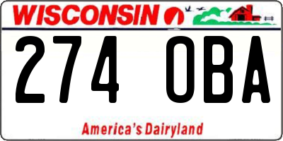 WI license plate 274OBA
