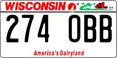 WI license plate 274OBB