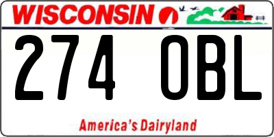 WI license plate 274OBL