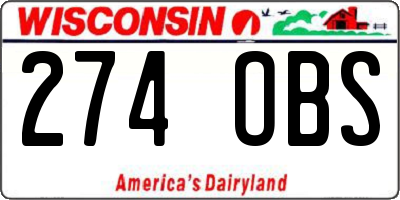 WI license plate 274OBS