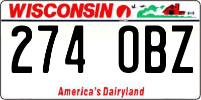 WI license plate 274OBZ