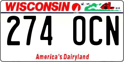 WI license plate 274OCN