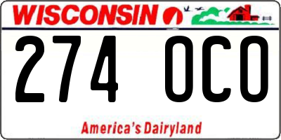 WI license plate 274OCO
