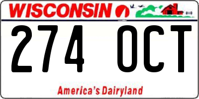 WI license plate 274OCT