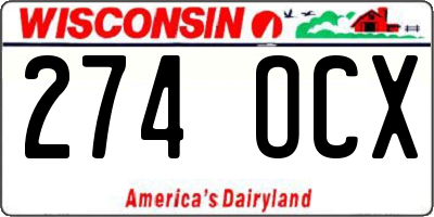 WI license plate 274OCX