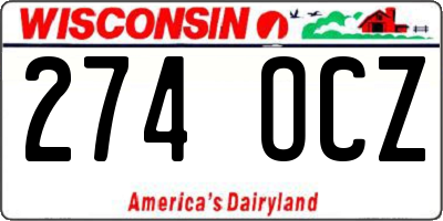 WI license plate 274OCZ