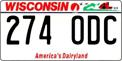 WI license plate 274ODC