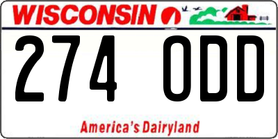 WI license plate 274ODD