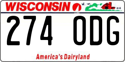 WI license plate 274ODG