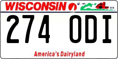 WI license plate 274ODI