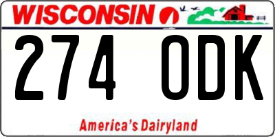 WI license plate 274ODK