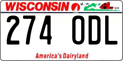 WI license plate 274ODL