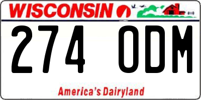 WI license plate 274ODM