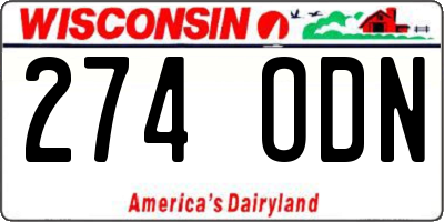 WI license plate 274ODN