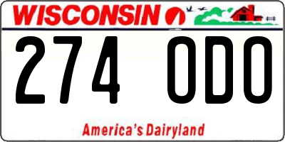 WI license plate 274ODO
