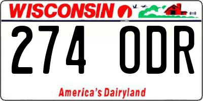 WI license plate 274ODR