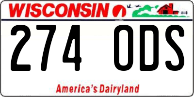 WI license plate 274ODS