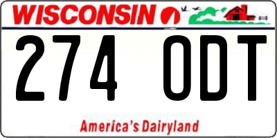 WI license plate 274ODT