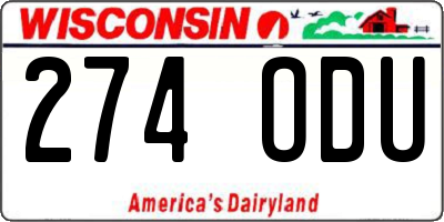 WI license plate 274ODU