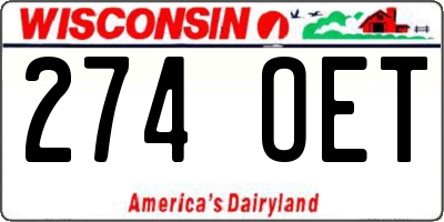 WI license plate 274OET