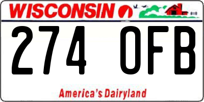 WI license plate 274OFB