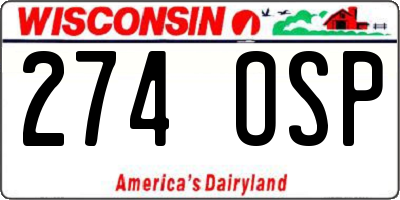 WI license plate 274OSP