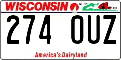 WI license plate 274OUZ