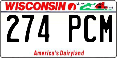 WI license plate 274PCM