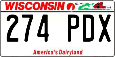 WI license plate 274PDX