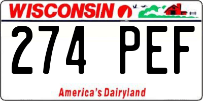 WI license plate 274PEF