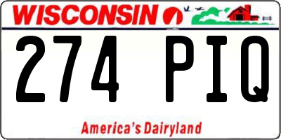 WI license plate 274PIQ