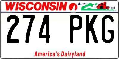 WI license plate 274PKG
