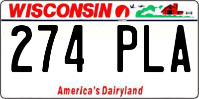 WI license plate 274PLA