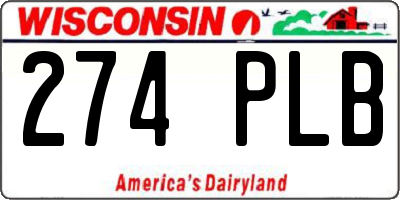 WI license plate 274PLB